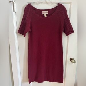 Banana Republic Cranberry Burgundy Short Sleeve Sweater Dress Small Holiday